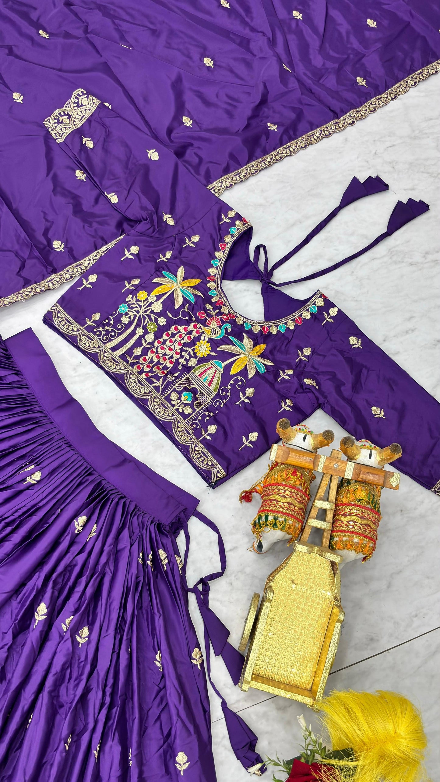 Wedding Collection Pure Crepe Silk Embroidered Lehenga Choli Set with Dupatta