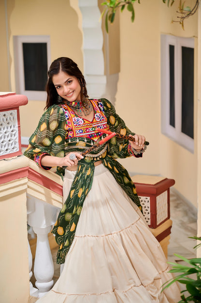 Navratri Special Pure Cotton Gamathi Work Lehenga Set with Shrug