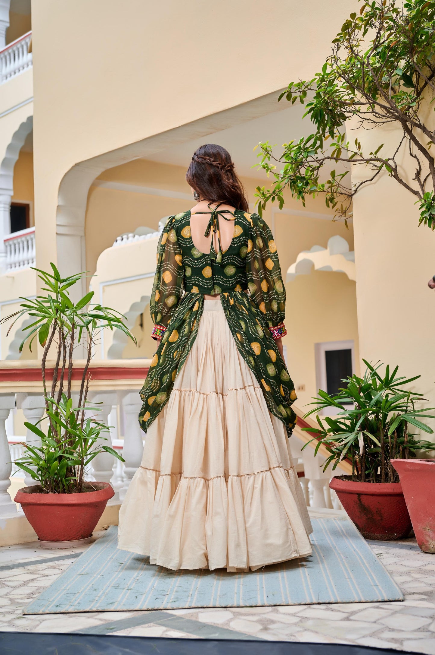 Navratri Special Pure Cotton Gamathi Work Lehenga Set with Shrug