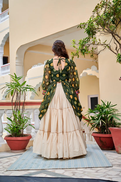 Navratri Special Pure Cotton Gamathi Work Lehenga Set with Shrug