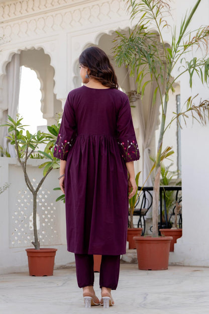 Embroidered Anarkali Kurta Set with Pant & Dupatta