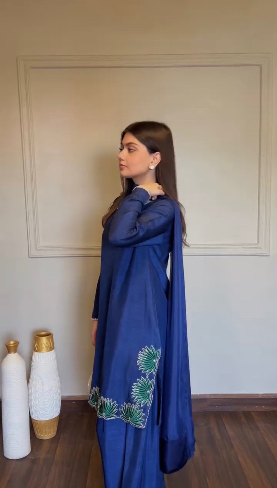 Designer American Silk Farshi Palazzo Set with Dupatta