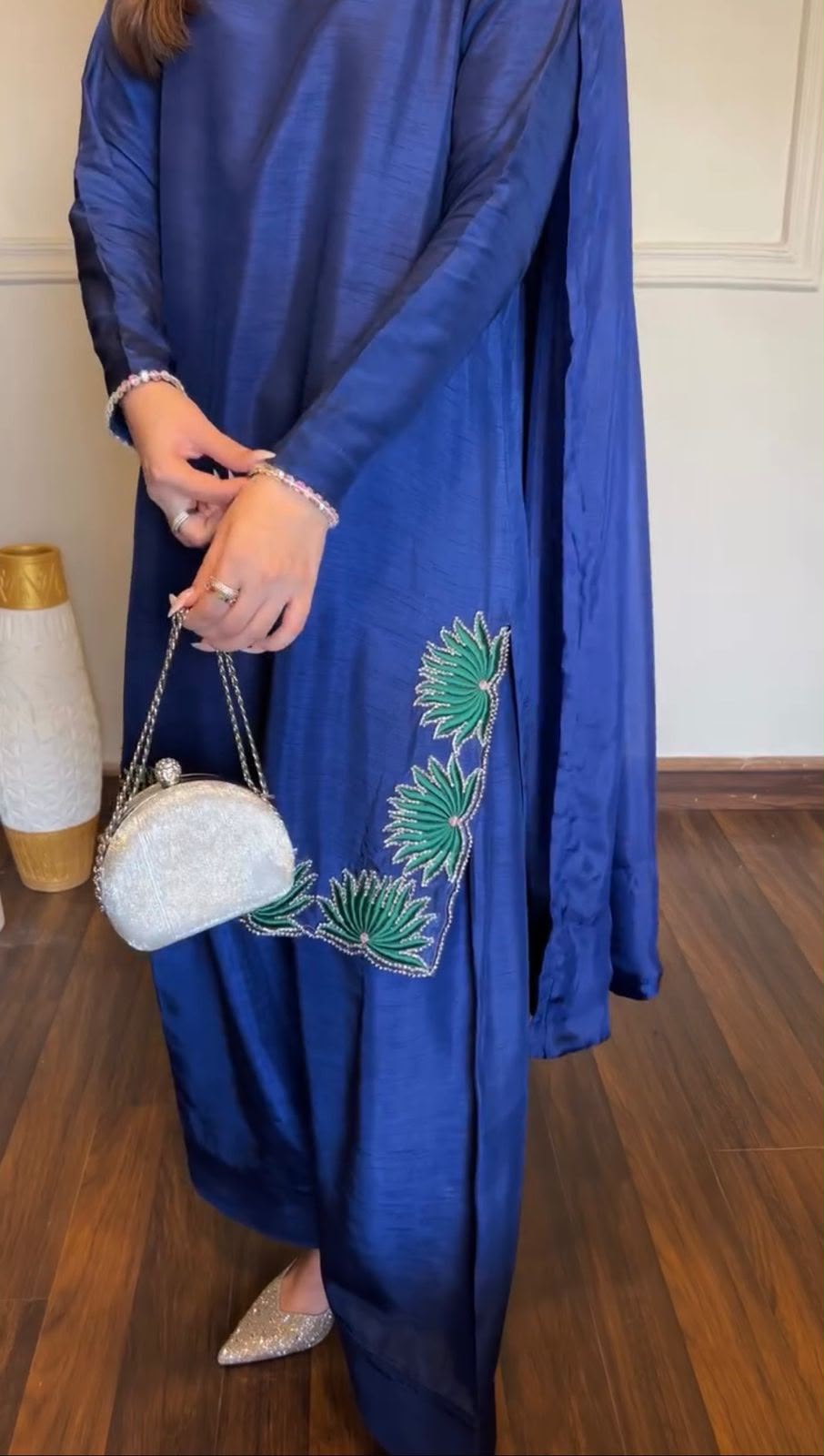Designer American Silk Farshi Palazzo Set with Dupatta