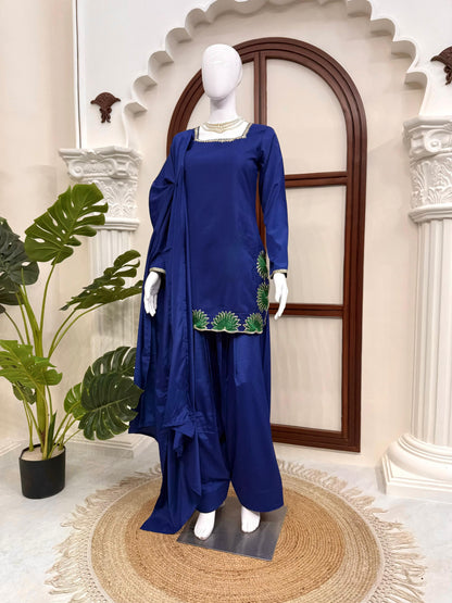 Designer American Silk Farshi Palazzo Set with Dupatta