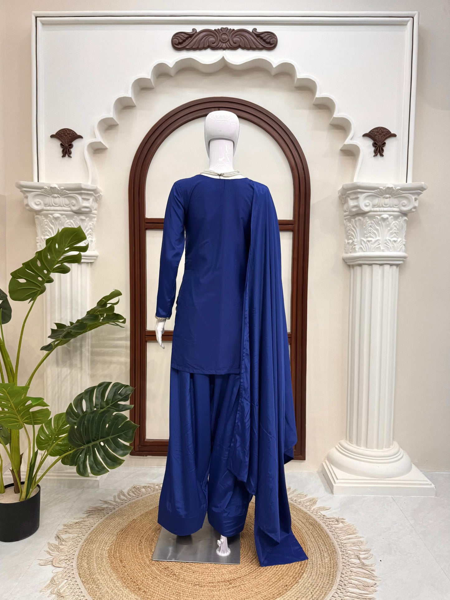 Designer American Silk Farshi Palazzo Set with Dupatta