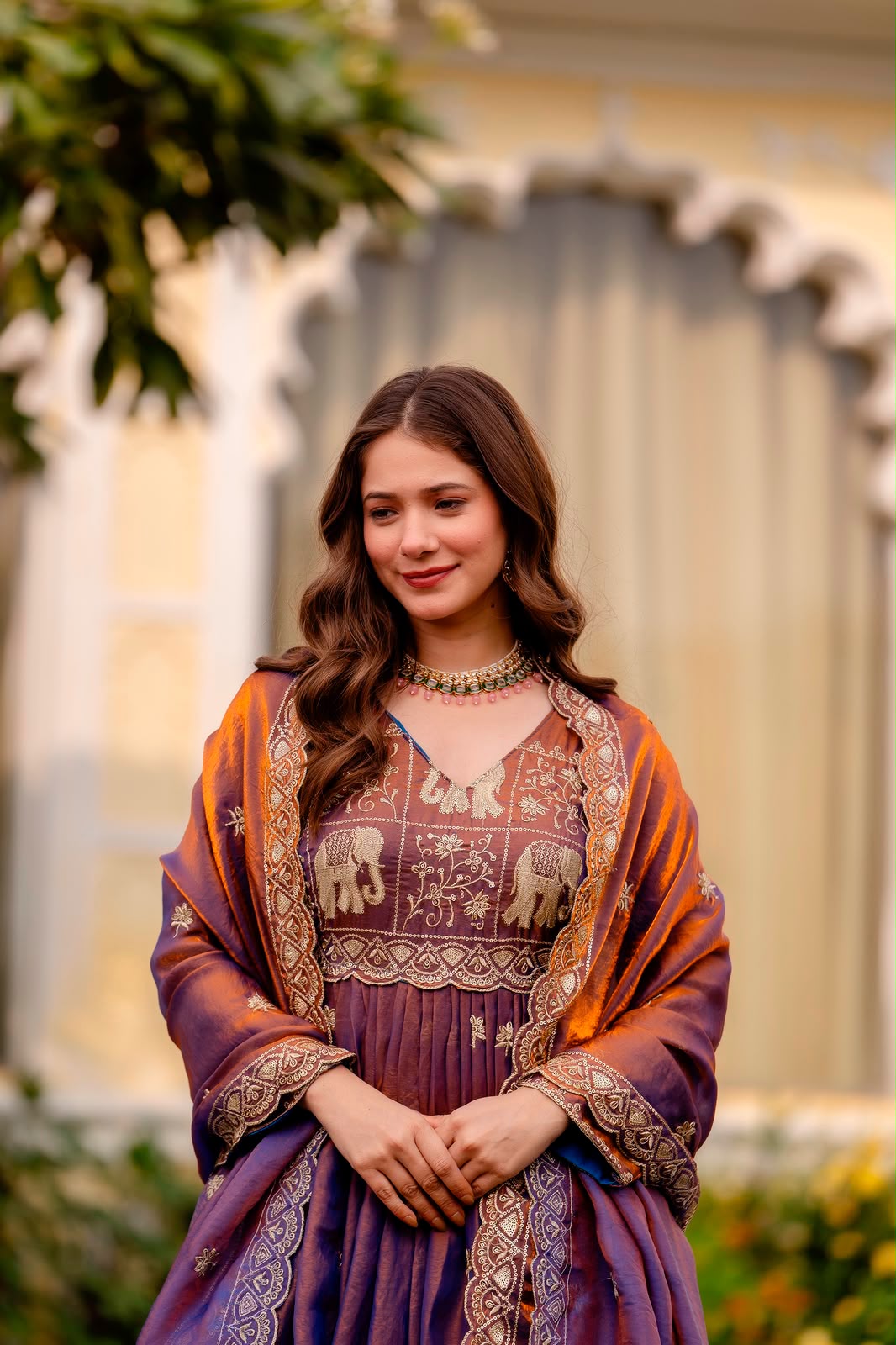 Rang Rasiya Dual Tone Fendy Satin Embroidered Gown Set with Dupatta