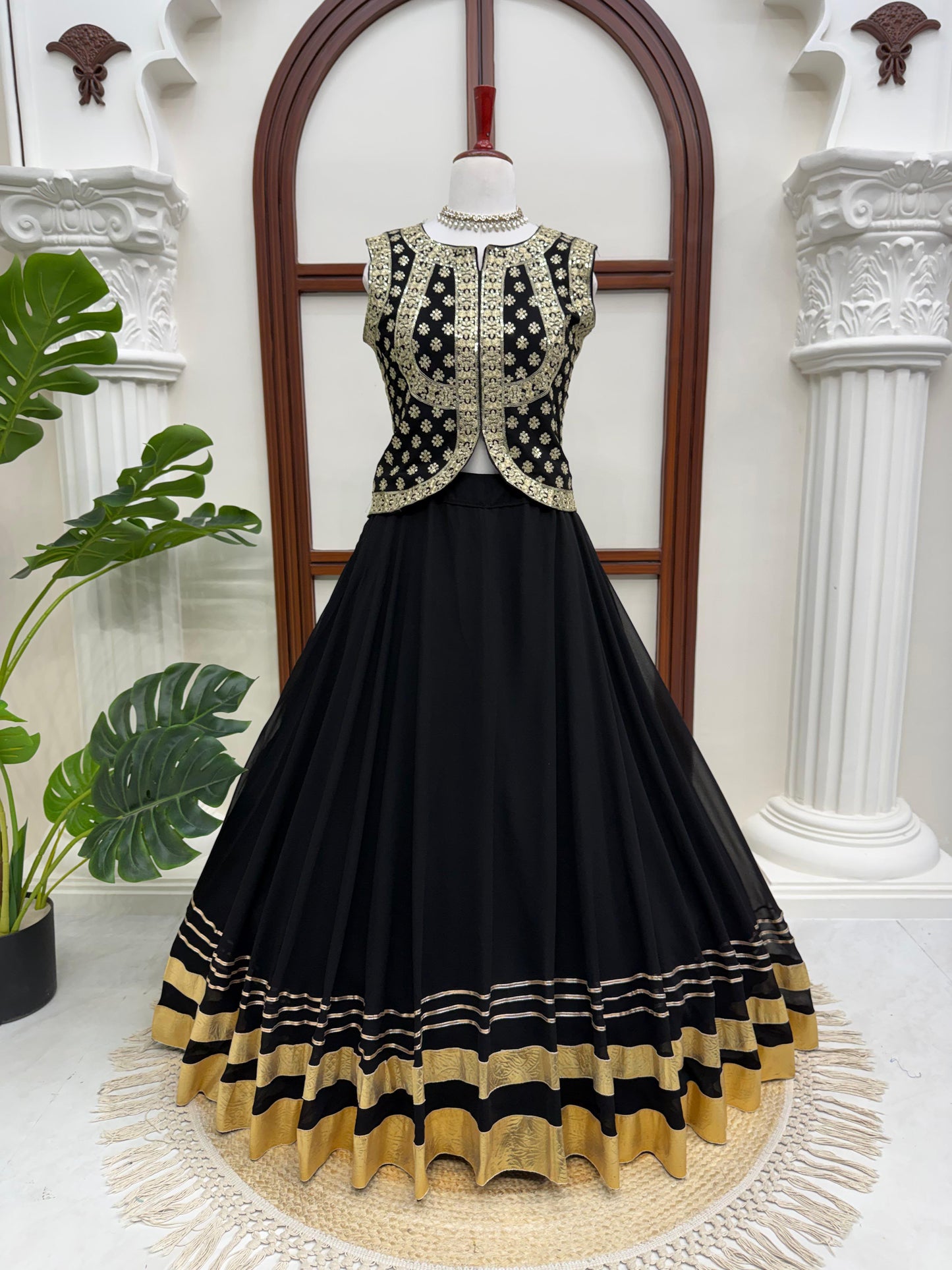 Faux Georgette Thread & Sequence Work Lehenga Set