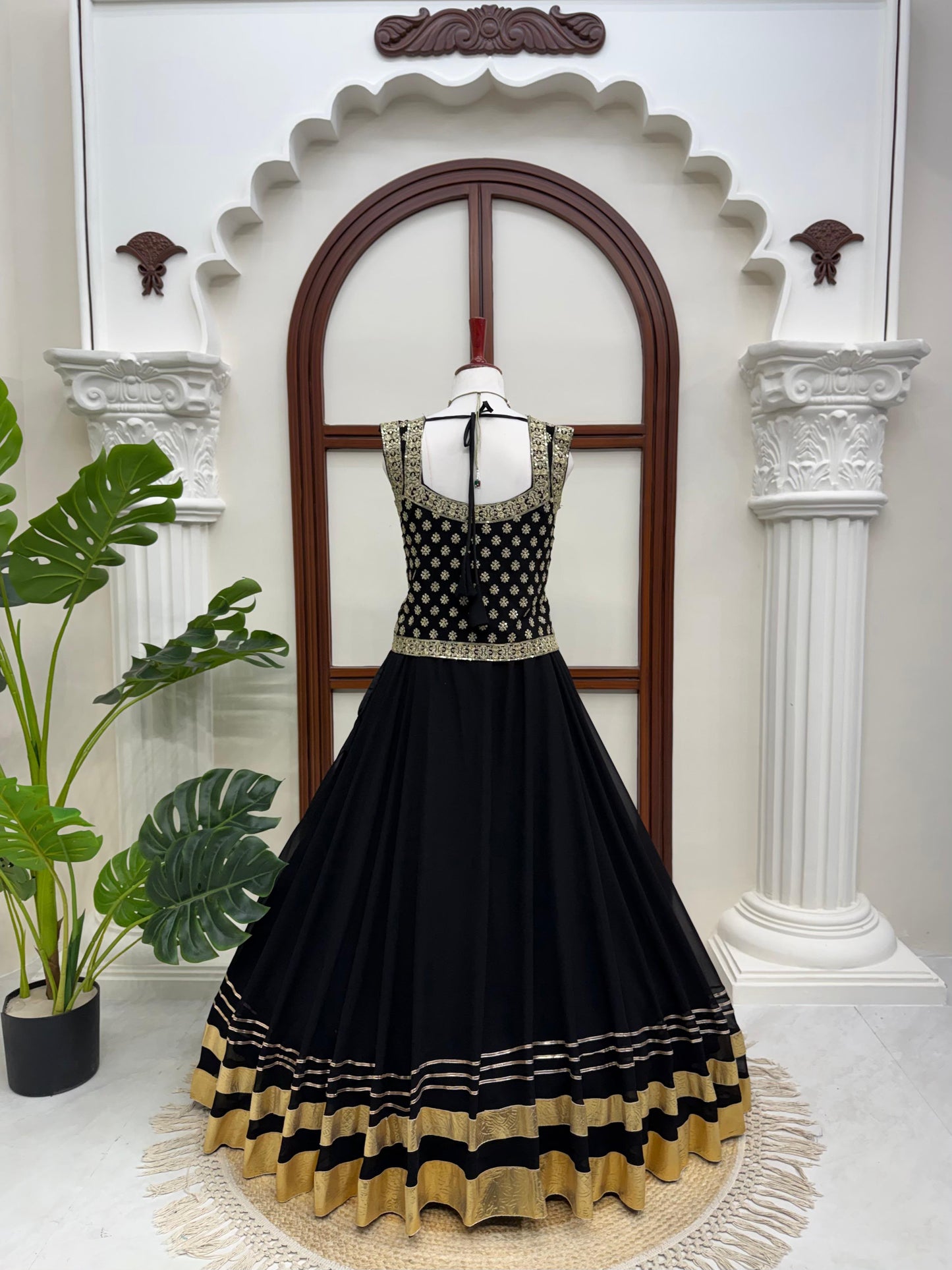 Faux Georgette Thread & Sequence Work Lehenga Set