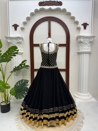 Faux Georgette Thread & Sequence Work Lehenga Set