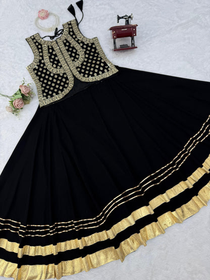 Faux Georgette Thread & Sequence Work Lehenga Set