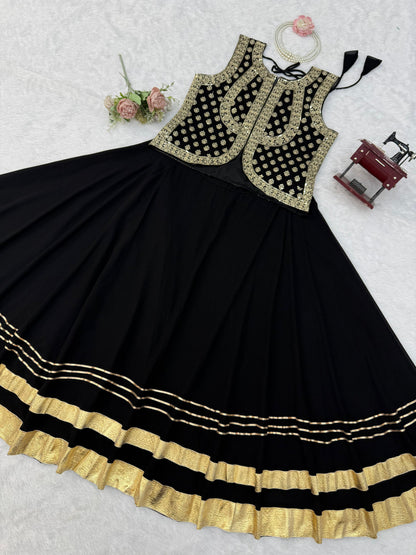 Faux Georgette Thread & Sequence Work Lehenga Set