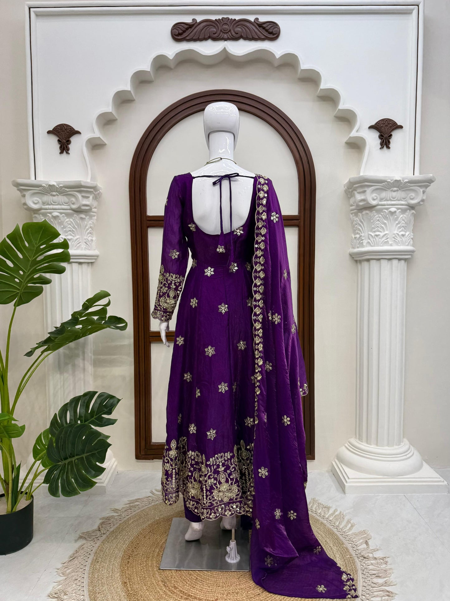 Fendy Silk Anarkali Set with Thread & Sequence Work Dupatta