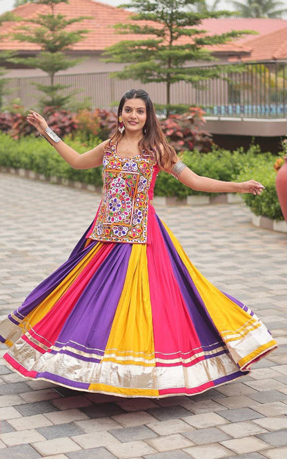Navratri Special Pure Cotton Gamathi Work Lehenga Choli with Real Mirror Work