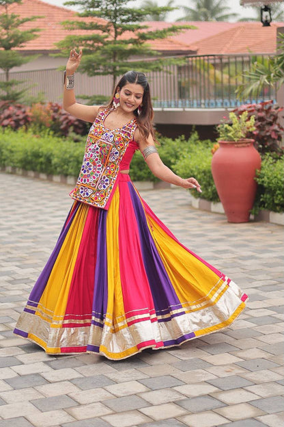 Navratri Special Pure Cotton Gamathi Work Lehenga Choli with Real Mirror Work