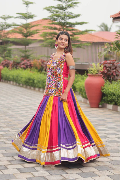 Navratri Special Pure Cotton Gamathi Work Lehenga Choli with Real Mirror Work