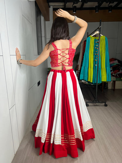 Navratri Special Rayon Cotton Chaniya Choli Set with Gamthi Work
