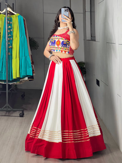 Navratri Special Rayon Cotton Chaniya Choli Set with Gamthi Work