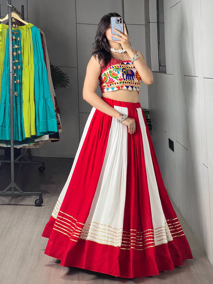 Navratri Special Rayon Cotton Chaniya Choli Set with Gamthi Work
