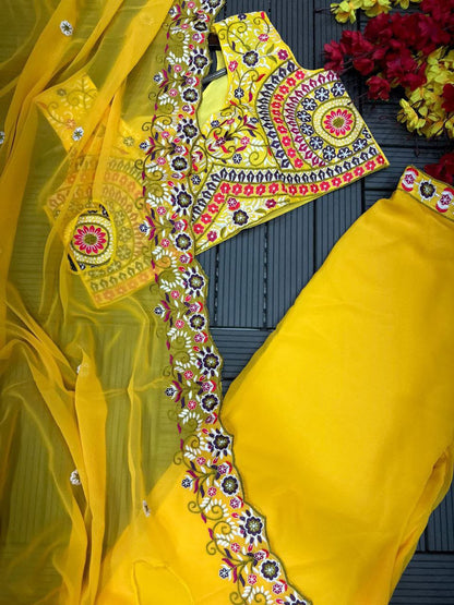 Mustard Yellow Indo-Western Sharara Set