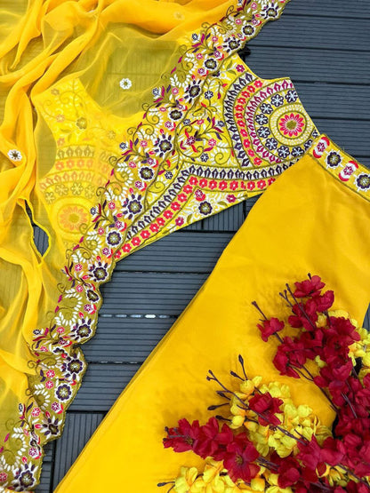 Mustard Yellow Indo-Western Sharara Set