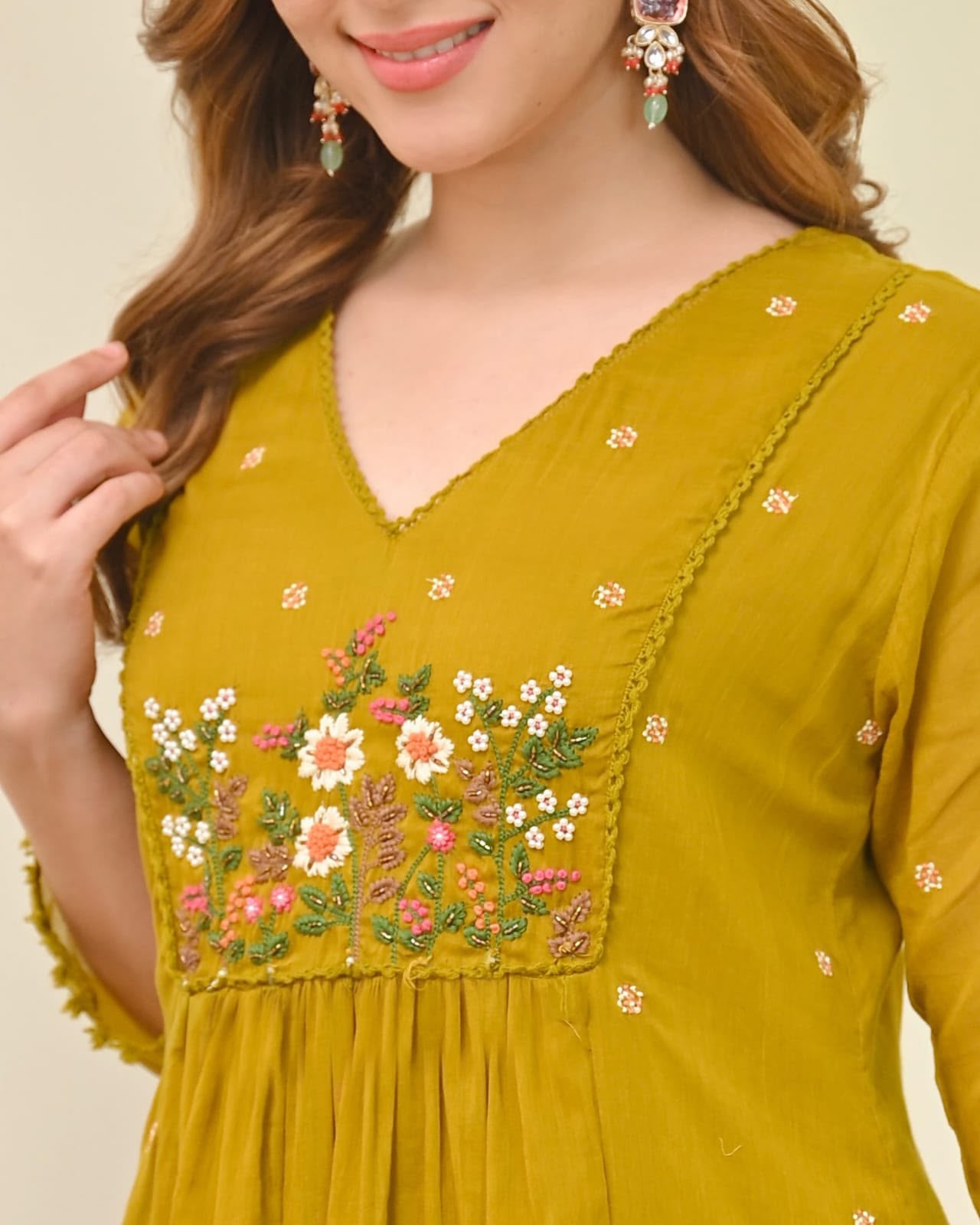 Mustard Yellow Embroidered Kurta Set with Dupatta