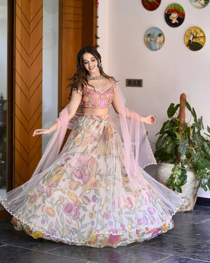 Women's Premium Floral Printed Designer Lehenga Choli Set