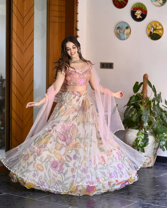 Women's Premium Floral Printed Designer Lehenga Choli Set