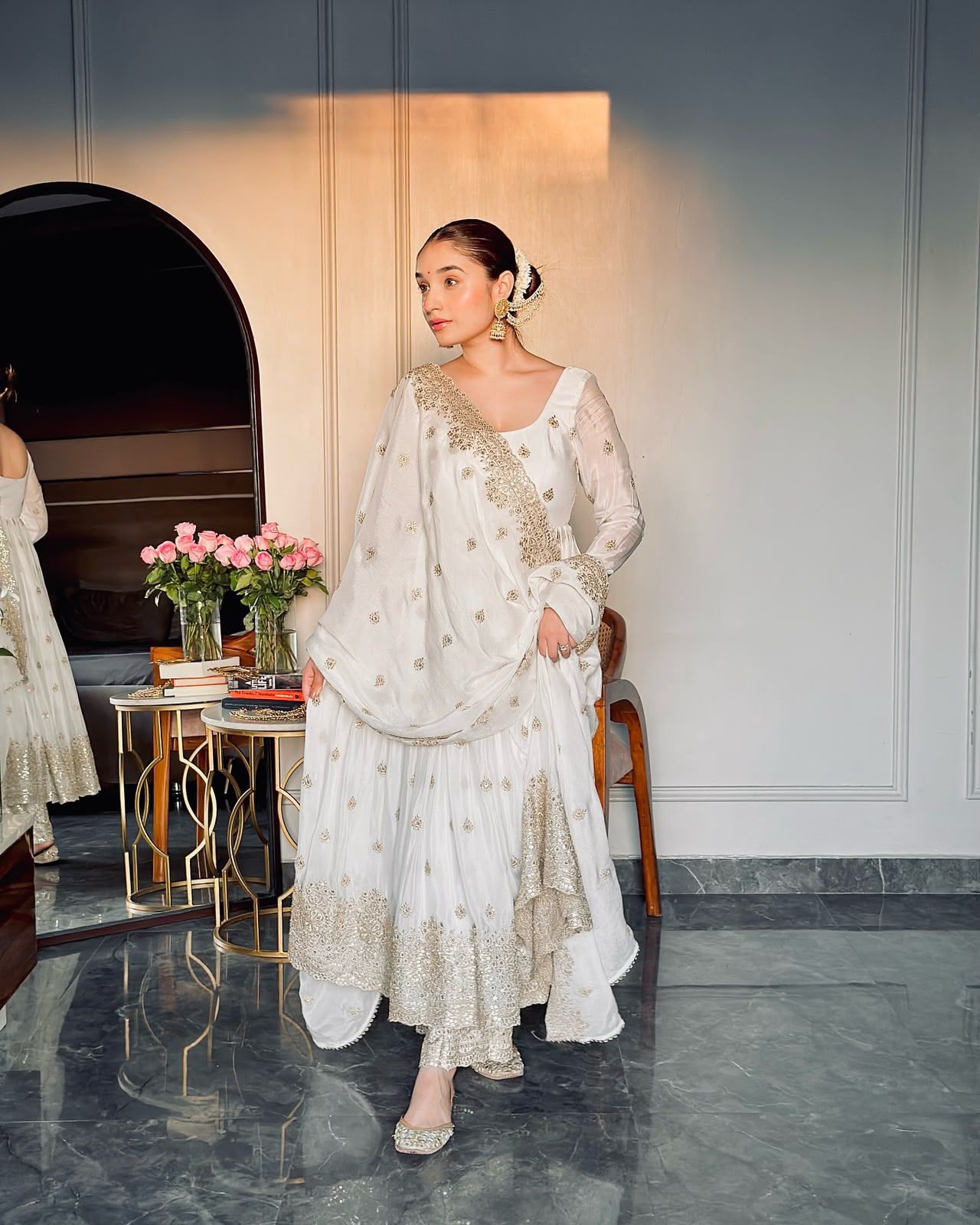 White Anarkali Suit