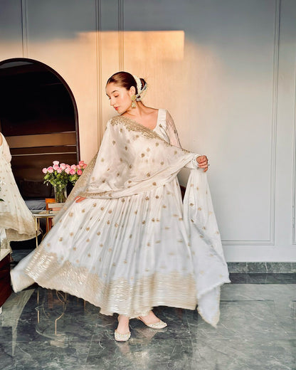 White Anarkali Suit