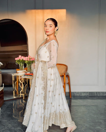 White Anarkali Suit