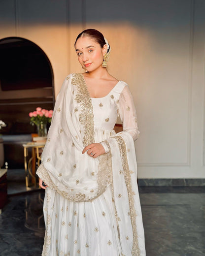 White Anarkali Suit