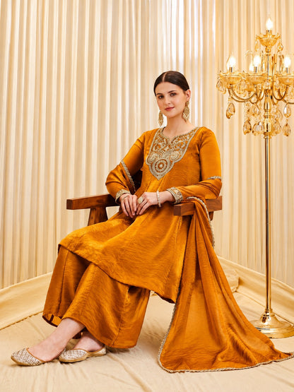 Premium Tissue Shimmer Short Anarkali Suit Set with Palazzo & Dupatta