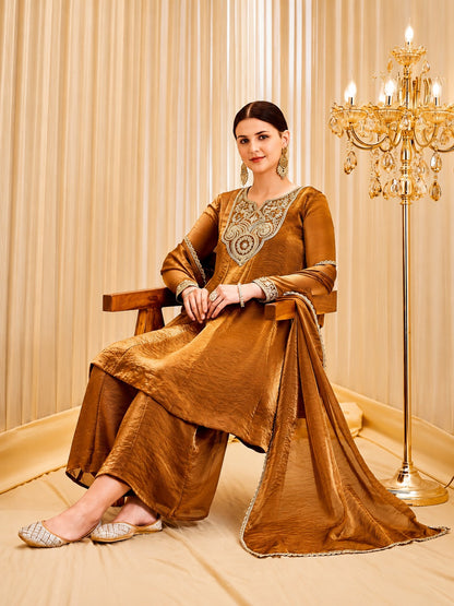 Premium Tissue Shimmer Short Anarkali Suit Set with Palazzo & Dupatta
