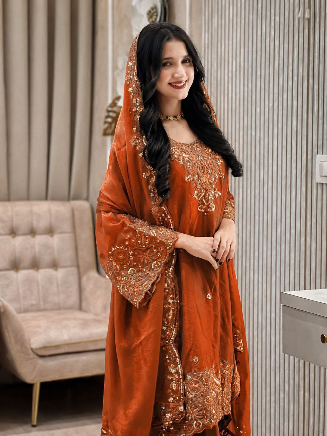 Women's Cream & Orange Mulmul Cotton Printed Saree with Traditional Border & Designer Ethnic Pallu with Blouse Piece