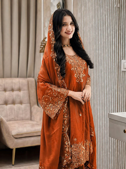 Women's Cream & Orange Mulmul Cotton Printed Saree with Traditional Border & Designer Ethnic Pallu with Blouse Piece