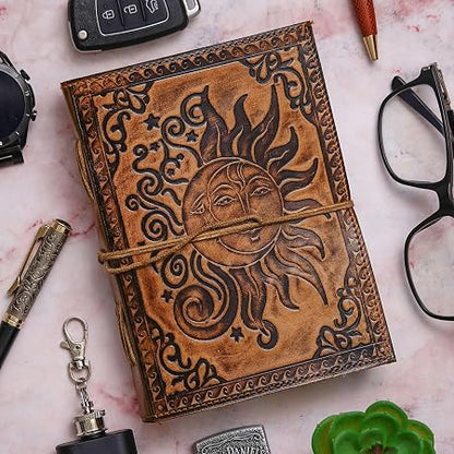 FAB CRAFT STUDIO Vintage Handmade Genuine Leather Diary Journal | Premium Antique String Closure | 200 Handmade Unruled Pages DIARY-20