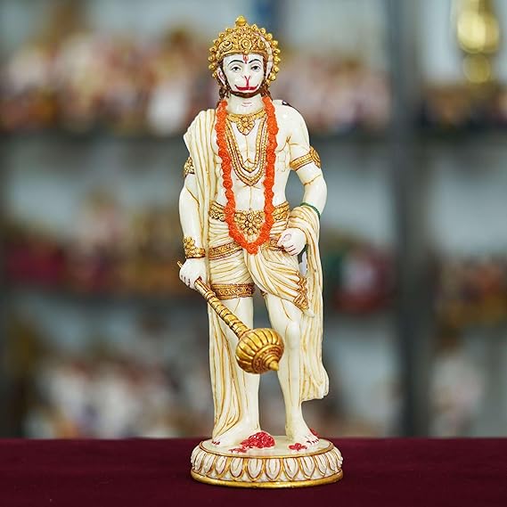FAB CRAFT STUDIO Marble Handmade Hanuman Ji Idol for Home Decor Decorations for Living Room Handcrafted Showpiece