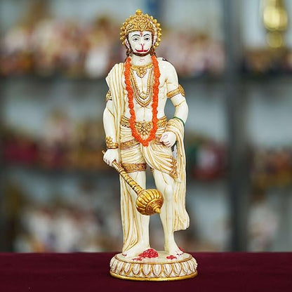 FAB CRAFT STUDIO Marble Handmade Hanuman Ji Idol for Home Decor Decorations for Living Room Handcrafted Showpiece