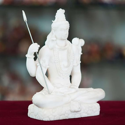 FAB CRAFT STUDIO Marble Handmade Mahadev Shivaji Idol for Home Dcor Handcrafted Showpiece
