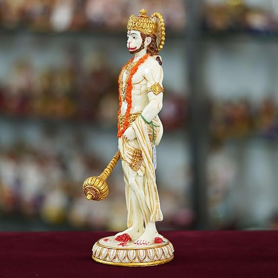 FAB CRAFT STUDIO Marble Handmade Hanuman Ji Idol for Home Decor Decorations for Living Room Handcrafted Showpiece
