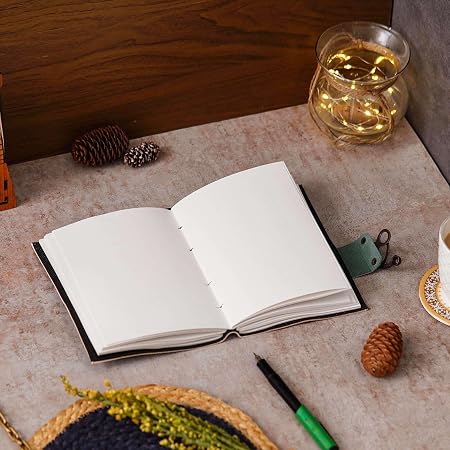 FAB CRAFT STUDIO Vintage Handmade Genuine Leather Diary Journal | Premium Antique String Closure | 200 Handmade Unruled Pages DIARY-61