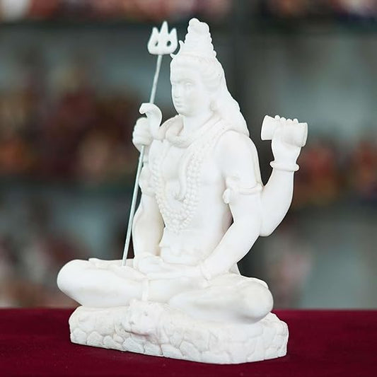 FAB CRAFT STUDIO Marble Handmade Mahadev Shivaji Idol for Home Dcor Handcrafted Showpiece