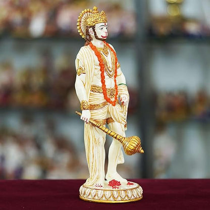 FAB CRAFT STUDIO Marble Handmade Hanuman Ji Idol for Home Decor Decorations for Living Room Handcrafted Showpiece
