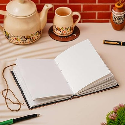 FAB CRAFT STUDIO Vintage Handmade Genuine Leather Diary Journal | Premium Antique String Closure | 200 Handmade Unruled Pages DIARY-20