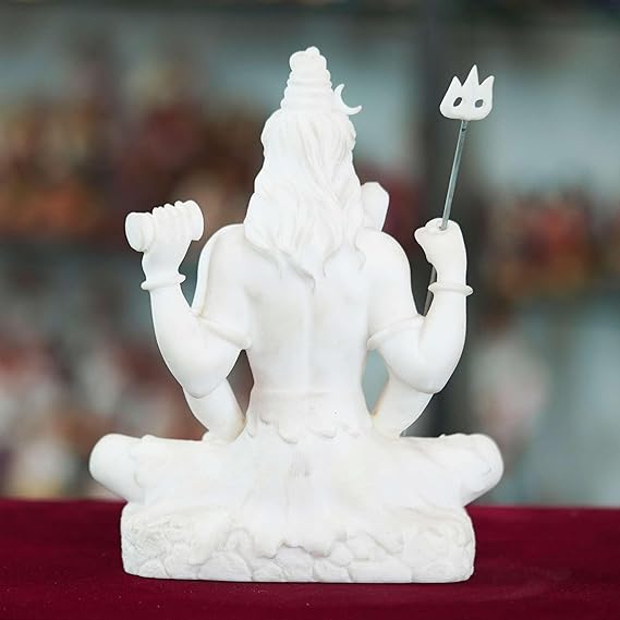 FAB CRAFT STUDIO Marble Handmade Mahadev Shivaji Idol for Home Dcor Handcrafted Showpiece