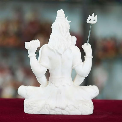 FAB CRAFT STUDIO Marble Handmade Mahadev Shivaji Idol for Home Dcor Handcrafted Showpiece
