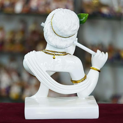 FAB CRAFT STUDIO Marble Handmade Flute Krishna for Home Dcor Handcrafted Showpiece for Table Dcor Temple Dcor