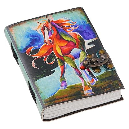 FAB CRAFT STUDIO Vintage Handmade Genuine Leather Diary Journal | Premium Antique String Closure | 200 Handmade Unruled Pages DIARY-61