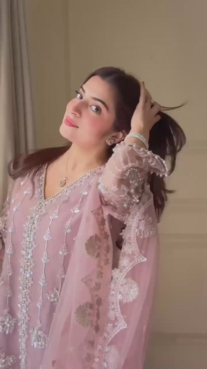 Designer Heavy Soft Net Sharara Suit Set with Pearl Handwork Dupatta