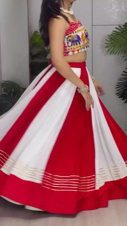 Navratri Special Rayon Cotton Chaniya Choli Set with Gamthi Work